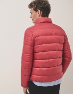 Red quilted technical jacket