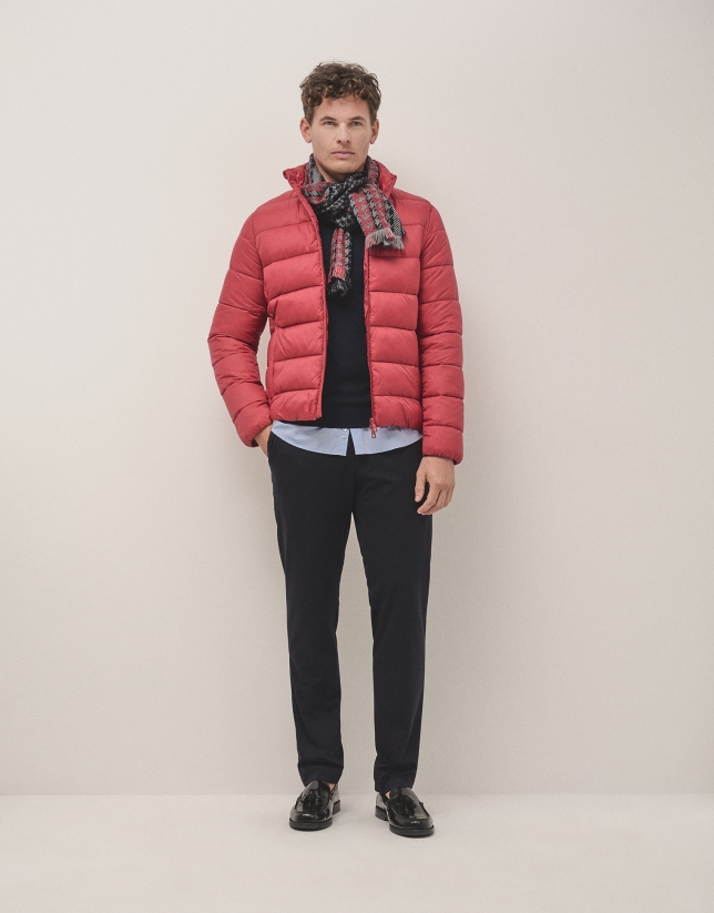 Red quilted technical jacket