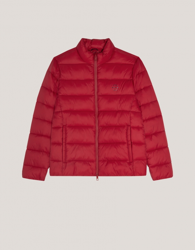 Red quilted technical jacket