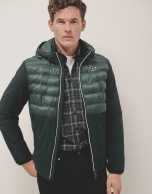 Green technical jacket with quilting