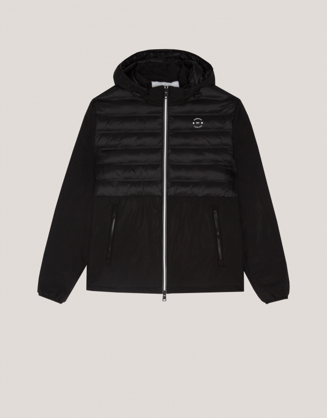 Black technical jacket with quilting