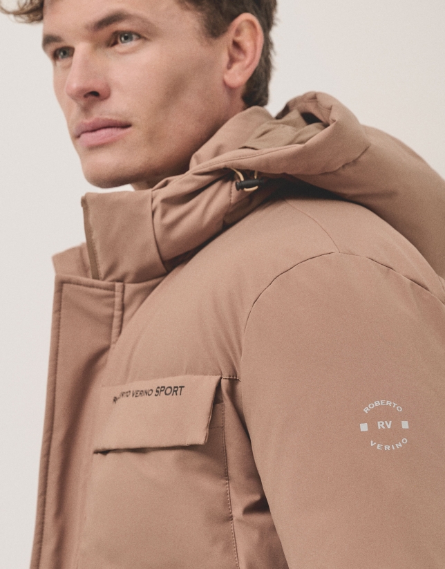 Camel quilted hooded sportswear