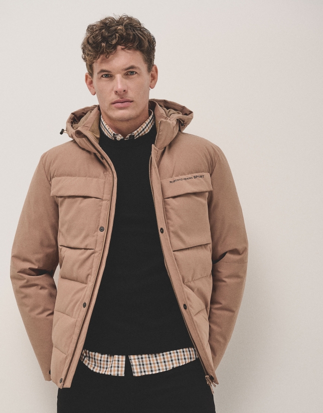 Camel quilted hooded sportswear