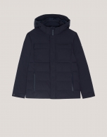 Navy blue quilted hooded sportswear