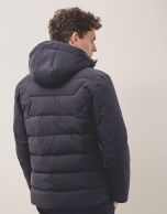 Navy blue quilted hooded sportswear