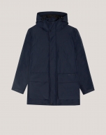 Navy blue four-pocket technical parka