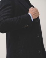 Navy herringbone wool overcoat