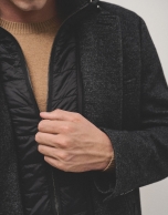 Grey coat with detachable breast panel