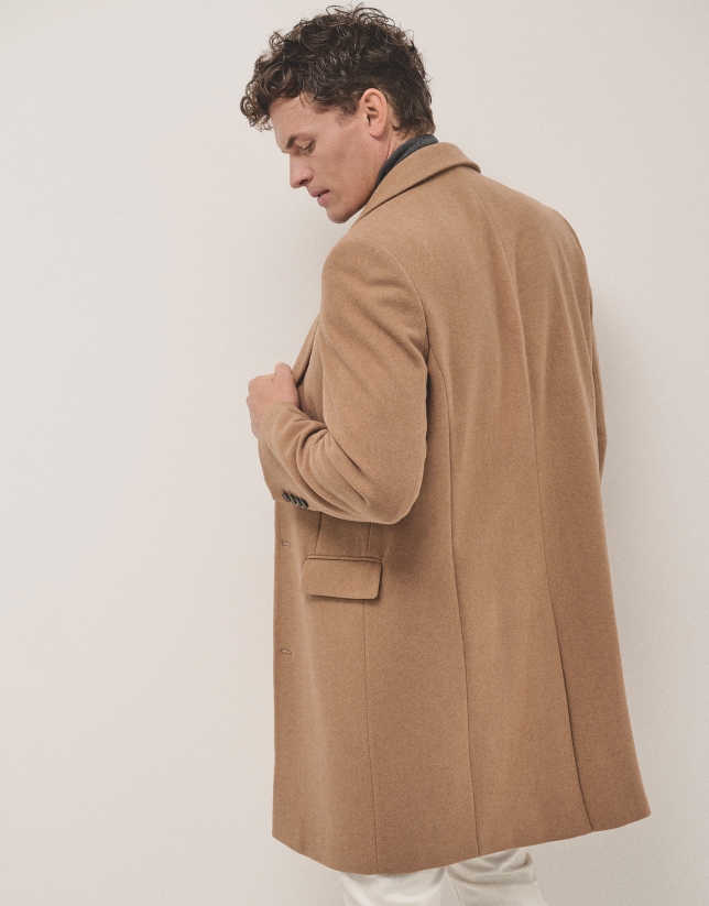 Camel wool cloth coat