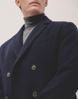 Navy woollen cloth double breasted coat