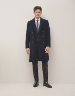 Navy woollen cloth double breasted coat