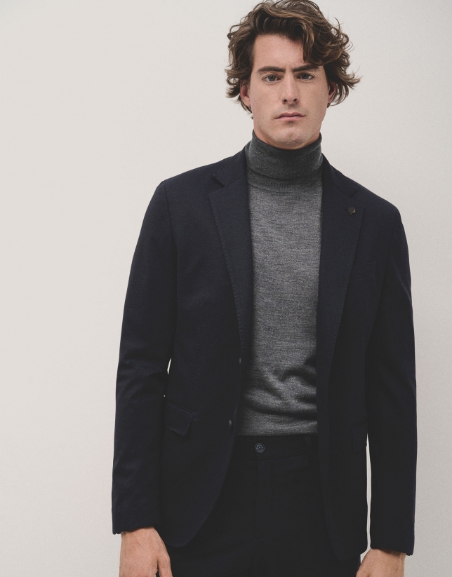 Navy blue roma knitted blazer