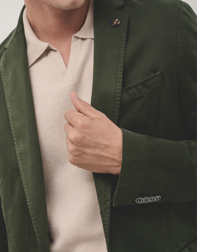 Khaki dyed cotton blazer