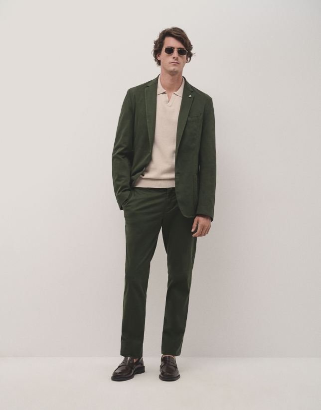 Khaki dyed cotton blazer