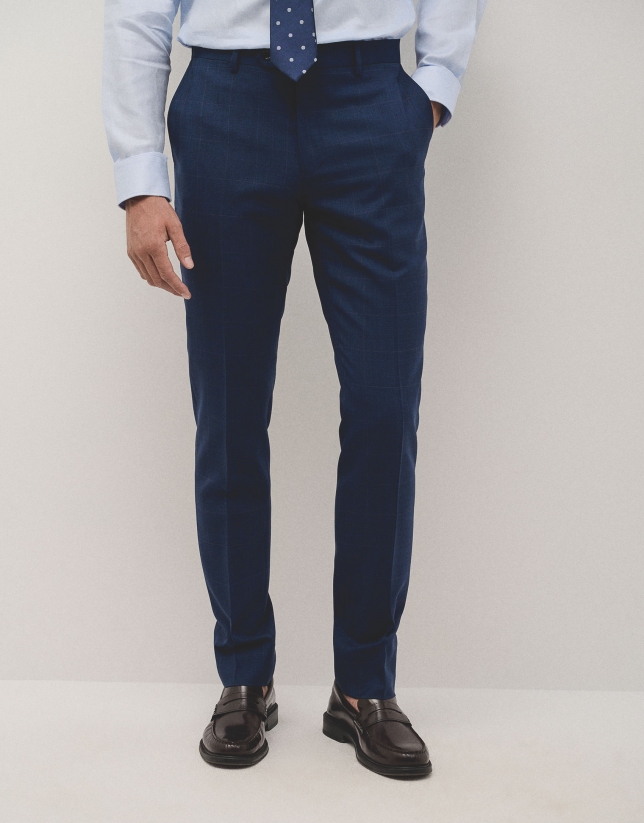 Traje half canvas slim fit cuadro azul