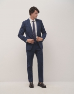 Traje half canvas slim fit microcuadros tonos azules