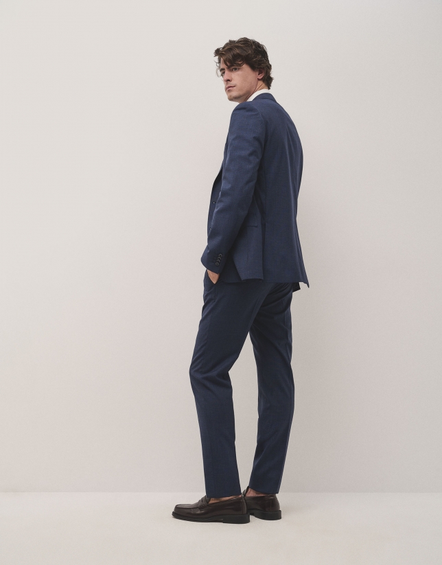 Traje half canvas slim fit microcuadros tonos azules