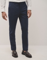 Traje half canvas slim fit microcuadros tonos azules