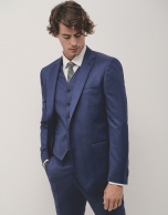 Blue fake plain slim fit half canvas suit