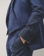 Blue fake plain slim fit half canvas suit