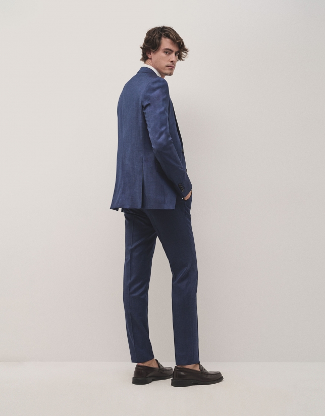 Blue fake plain slim fit half canvas suit Man Roberto Verino