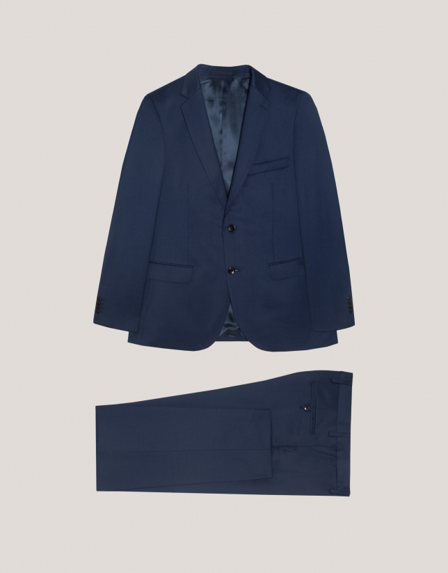 Blue fake plain slim fit half canvas suit