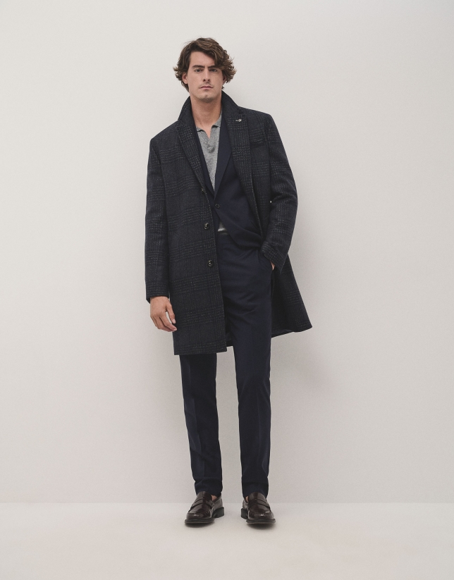 Dark blue regular fit half canvas suit