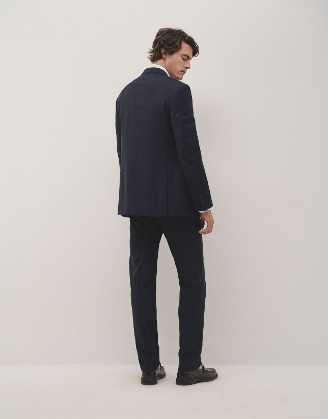 Dark blue regular fit half canvas suit