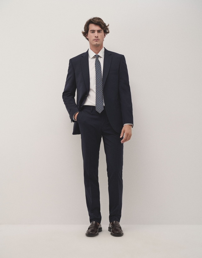 Dark blue regular fit half canvas suit