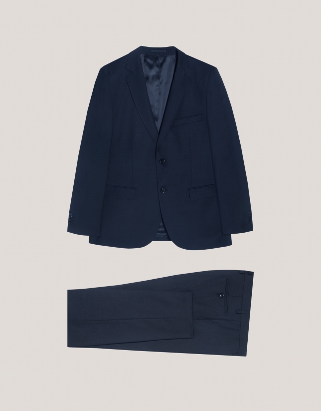 Dark blue regular fit half canvas suit