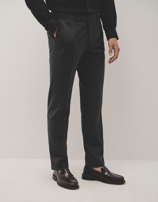 Dark grey regular fit half canvas suit