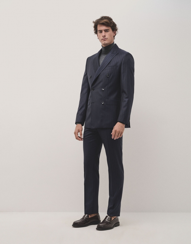 Half canvas pinstripe suit navy