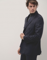 Half canvas pinstripe suit navy