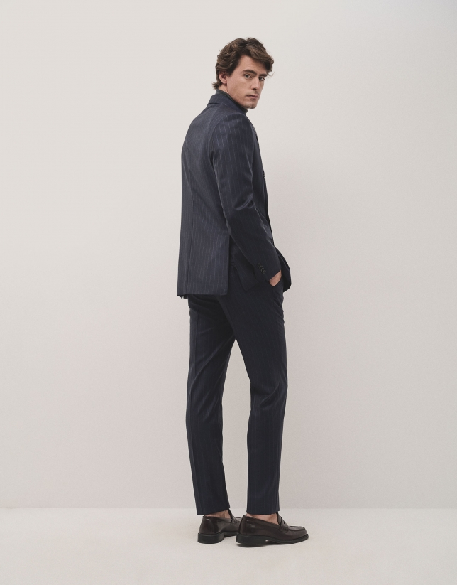 Half canvas pinstripe suit navy