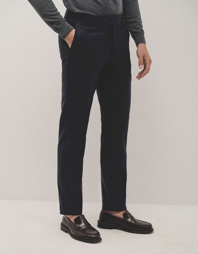 Half canvas pinstripe suit navy