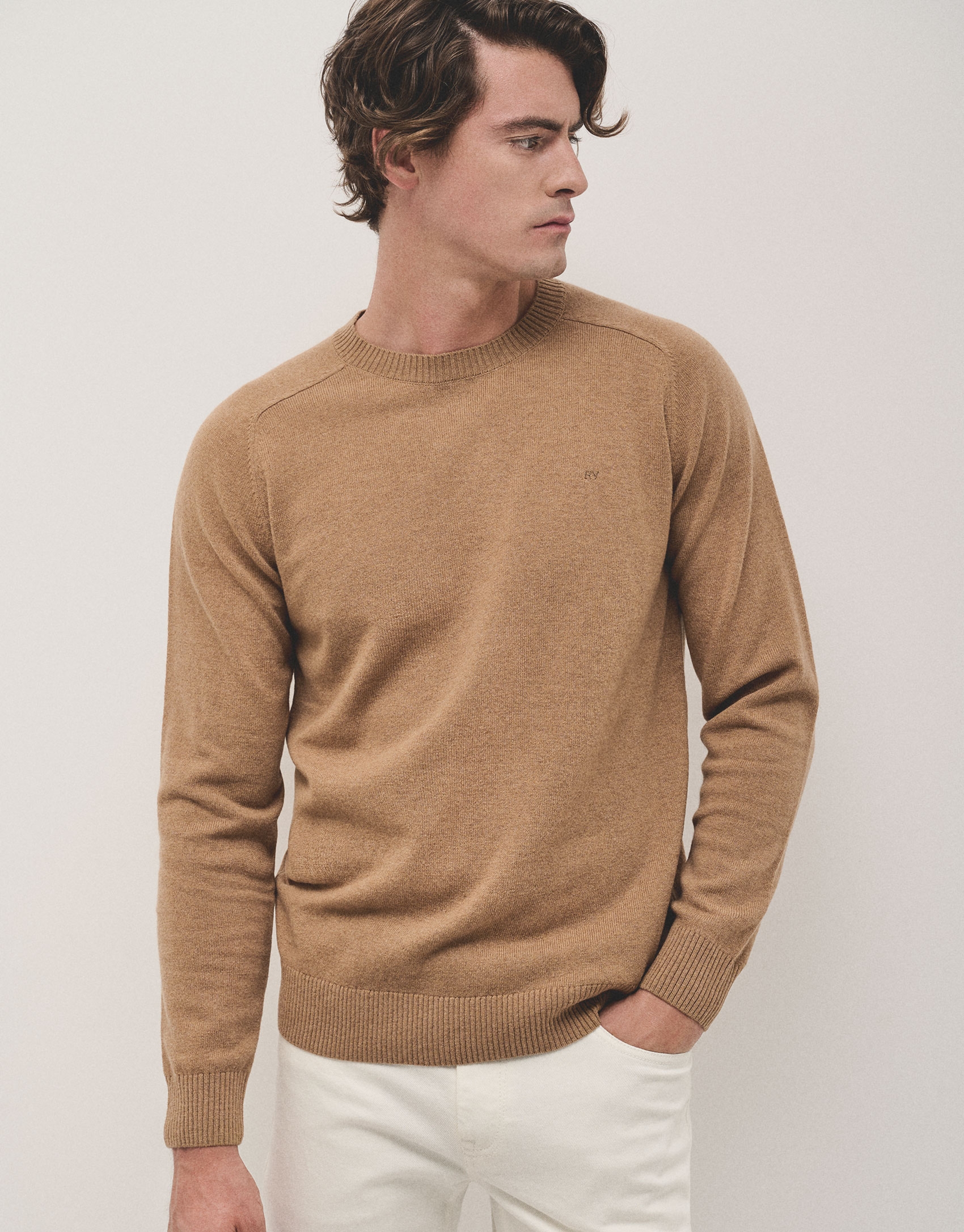 Camel wool and cashmere sweater