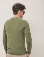 Light kakhi green wool and cashmere sweater