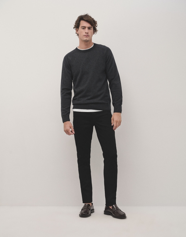 Dark gray wool and cashmere sweater