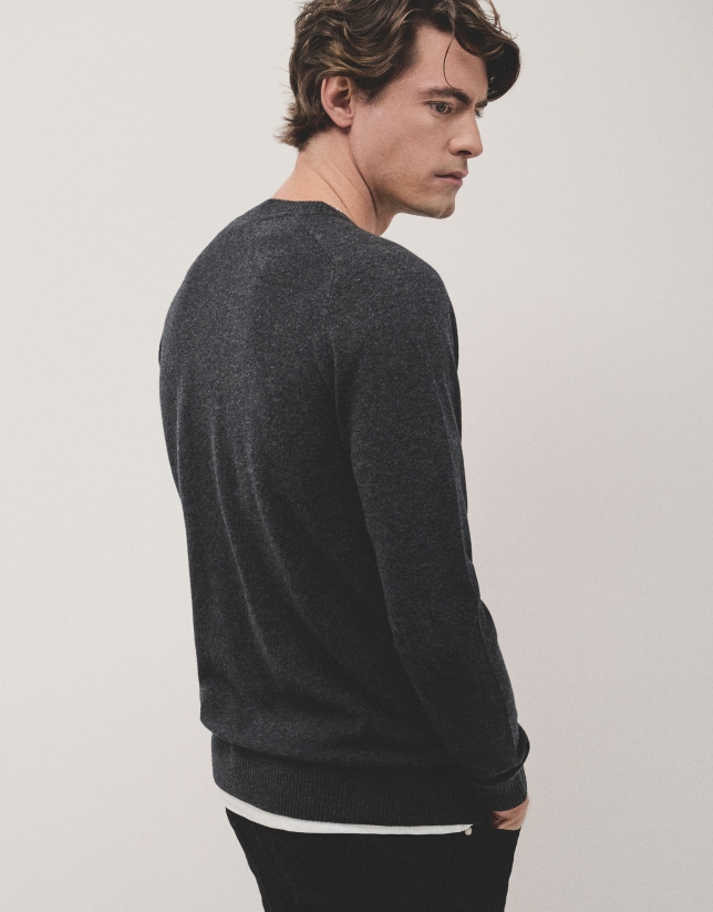 Dark gray wool and cashmere sweater