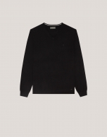 Black wool sweater with V-neck 