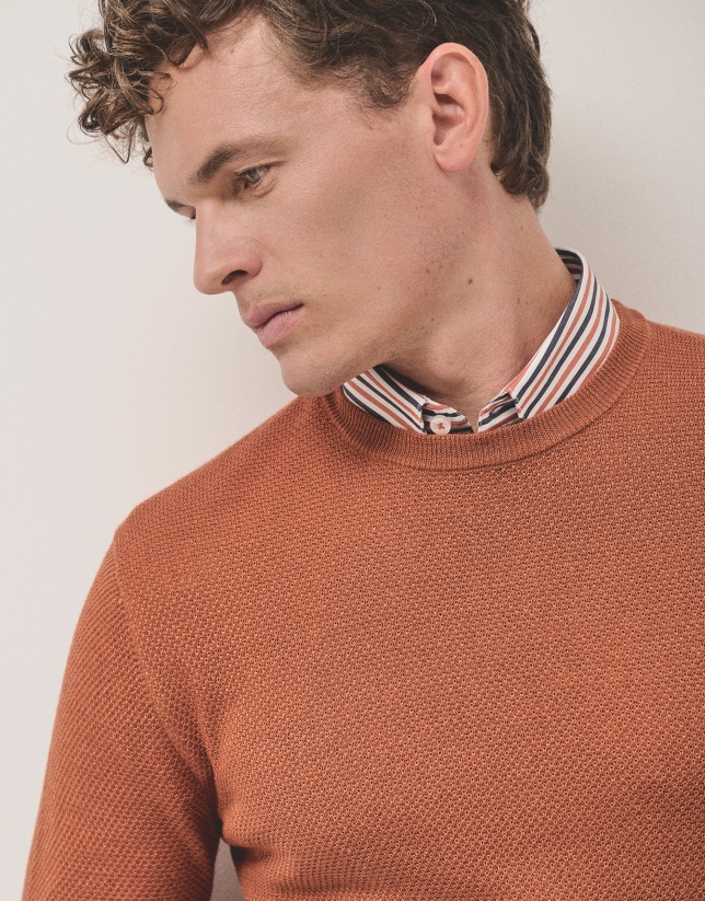 Burnt orange structured wool sweater