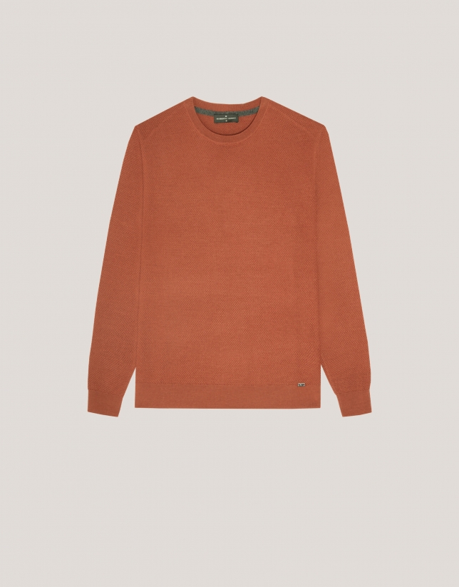 Burnt orange structured wool sweater