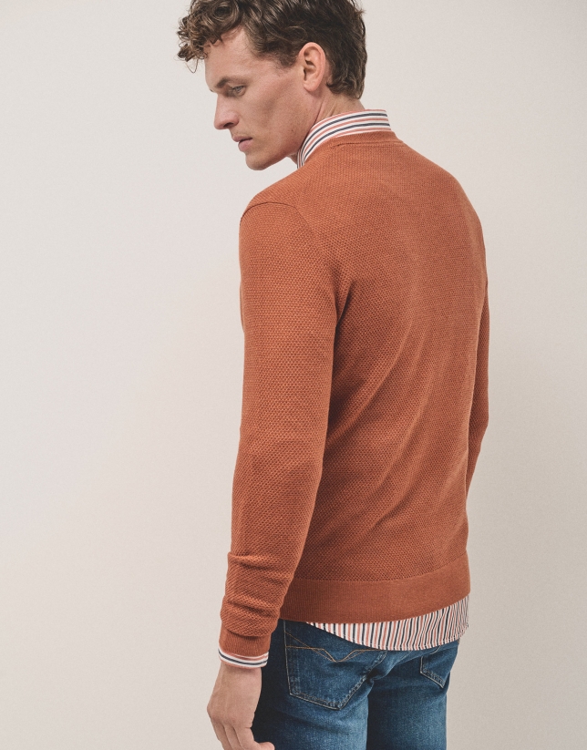 Burnt orange structured wool sweater