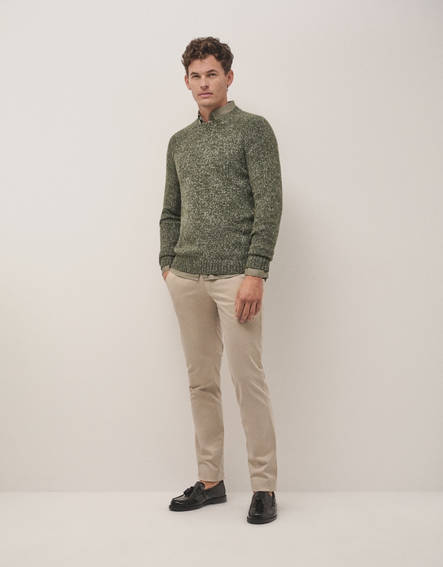 Kakhi green mouliné sweater