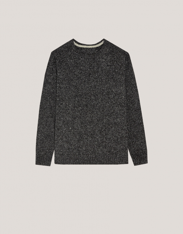 Black and white mouliné sweater