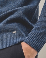 Blue melange sweater with turtle neck