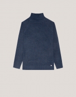 Blue melange sweater with turtle neck