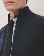 Plain navy blue zipped jacket