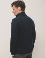 Plain navy blue zipped jacket