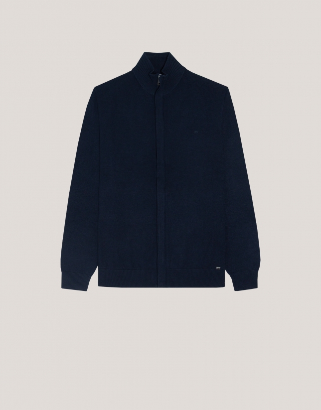 Plain navy blue zipped jacket